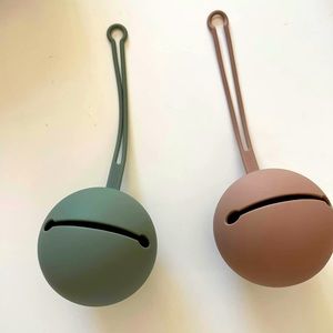 Mushie- silicone pacifier holders (Lot of 2)